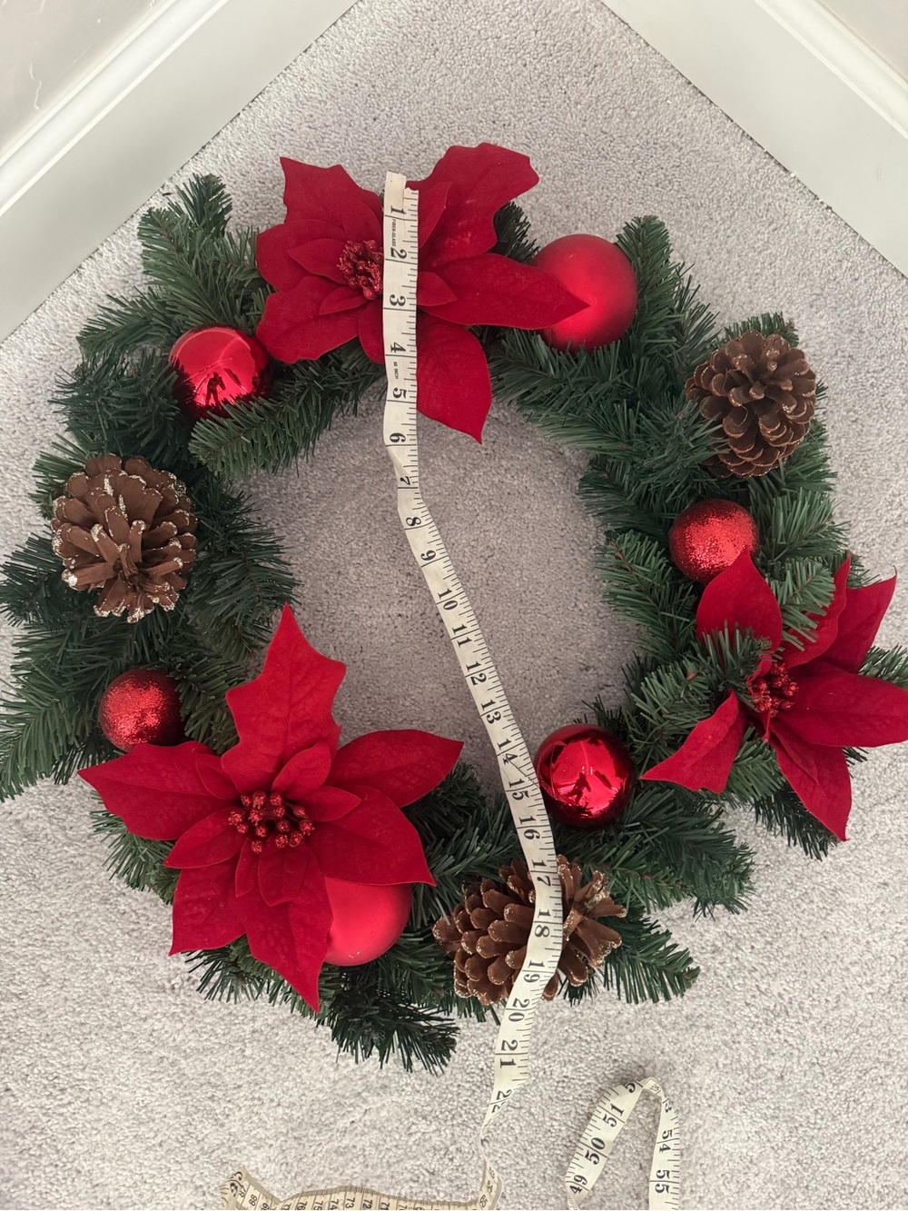 Festive Red Poinsettia Christmas Wreath - Picture 12 of 16